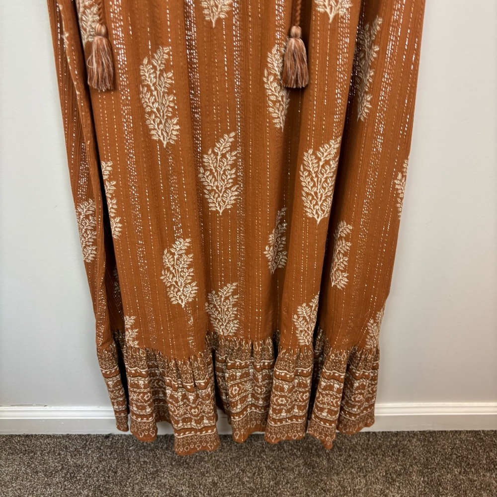 Daughters of India Rust Brown Printed Bohemian Maxi Dress - Picture 7 of 14